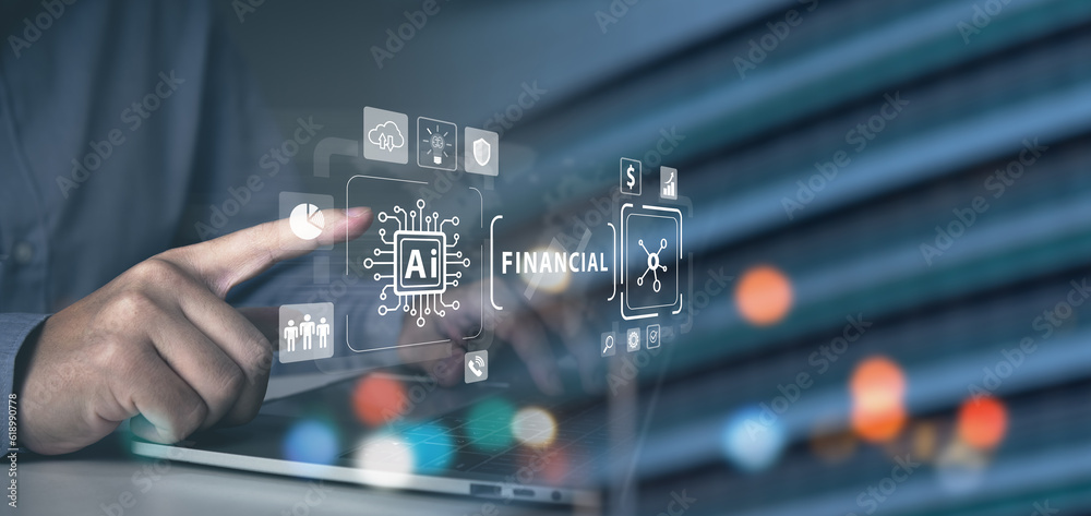 Global financial growth with AI technology and cloud computing concept, driving business innovation and investment strategies, protecting virtual banks and internet banking of cybersecurity. Global financial growth with AI technology and cloud computing concept, driving business innovation and investment strategies, protecting virtual banks and internet banking of cybersecurity.