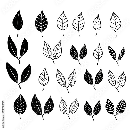 Inked tranquility  hand-drawn monochromatic foliage art