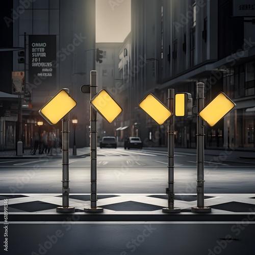 Signposts guiding pedestrians at intersections