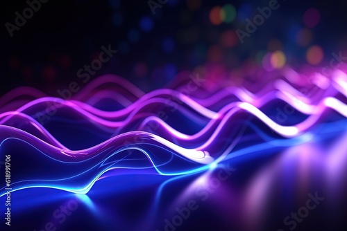 abstract futuristic background with pink blue glowing neon moving high speed wave lines and bokeh lights. Data transfer concept Fantastic wallpaper