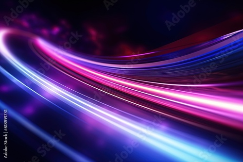 abstract futuristic background with pink blue glowing neon moving high speed wave lines and bokeh lights. Data transfer concept Fantastic wallpaper