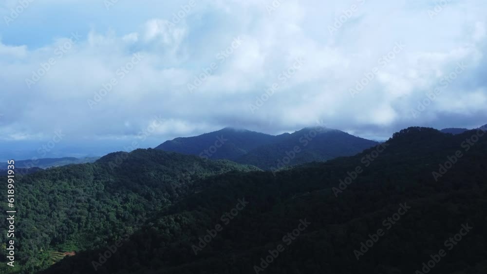 Aerial view of the trees in the valley with fog in the morning. Landscape of misty valley and mountain clouds in thailand. The dawn of the mountains with the sea of mist. Aerial view of the trees in the valley with fog in the morning. Landscape of misty valley and mountain clouds in thailand. The dawn of the mountains with the sea of mist.