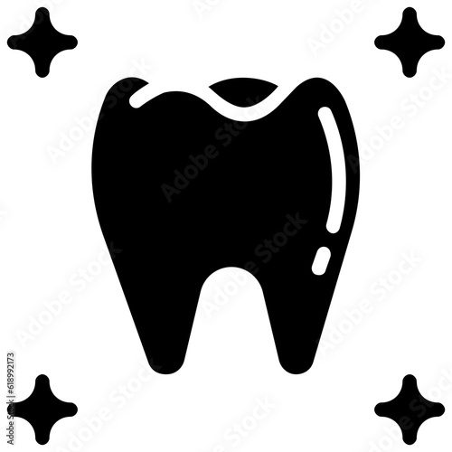 healthy tooth glyph vector icon