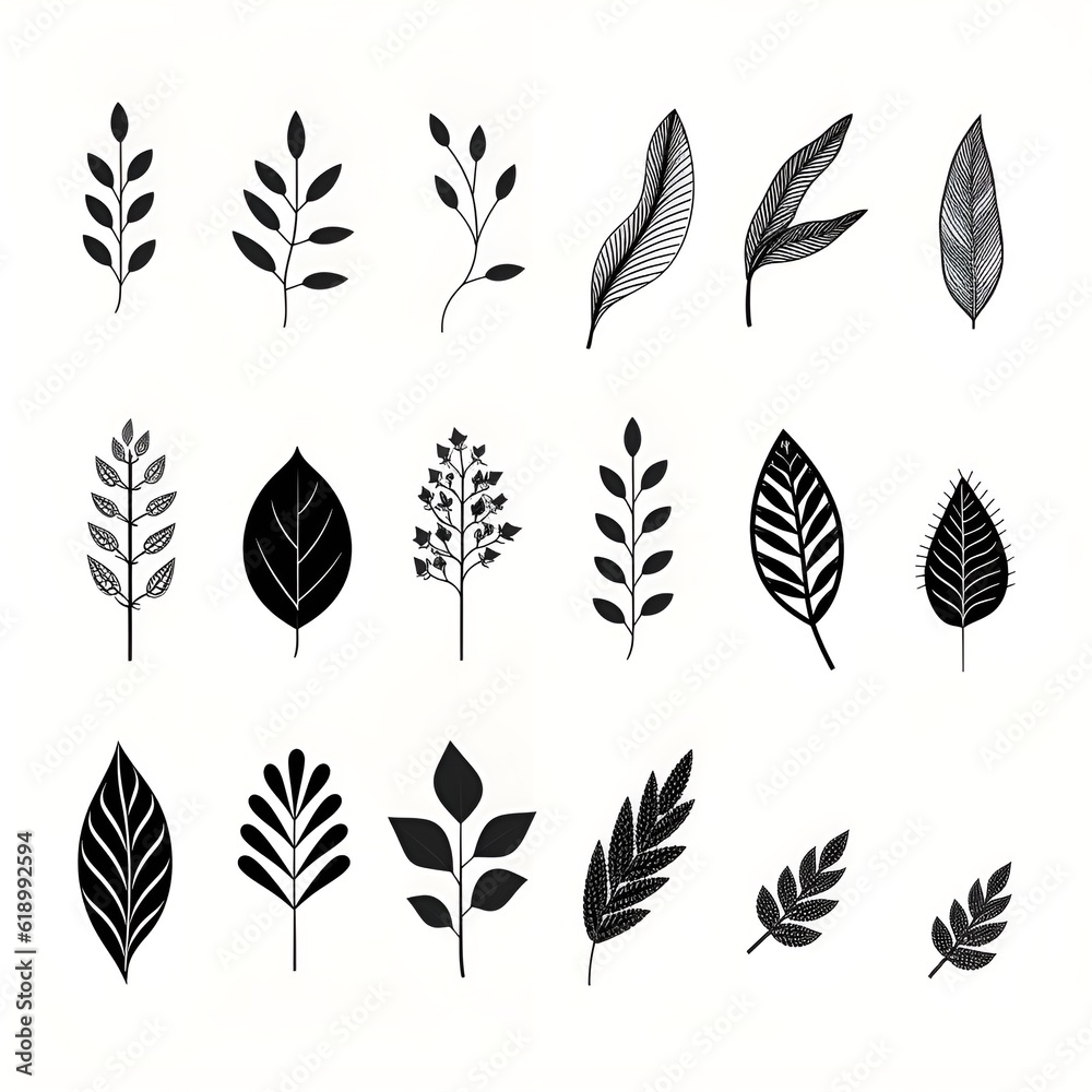 Branches in grayscale: exploring the beauty of black and white plant leafs