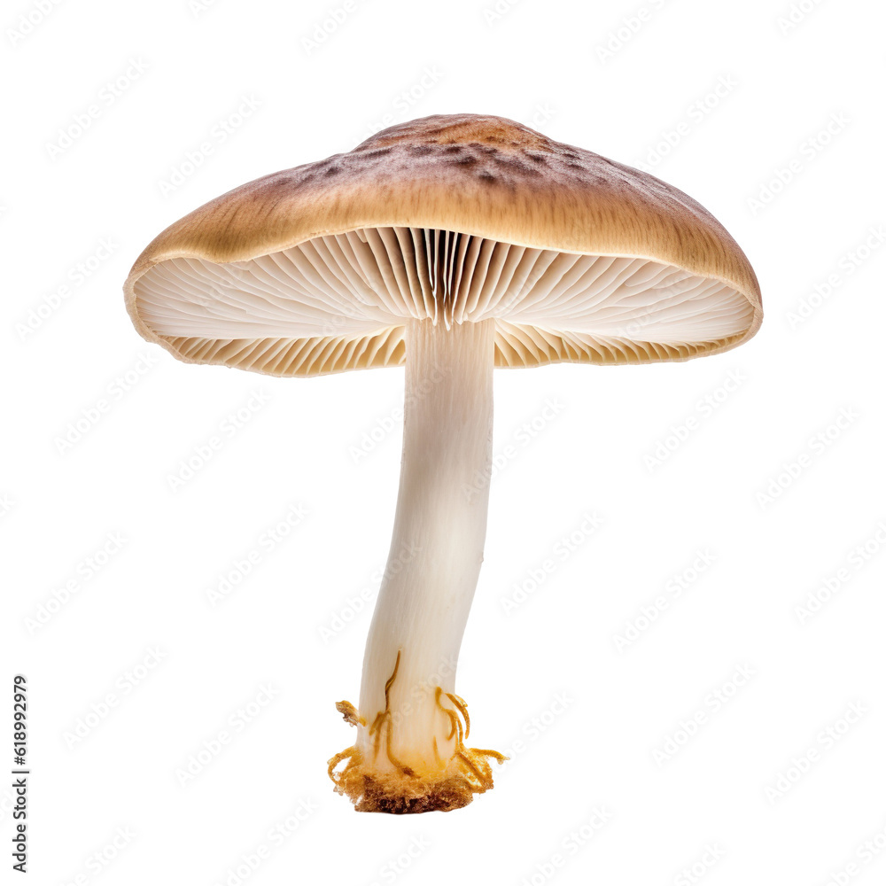 front view of Mushroom vegetable isolated on transparent white background