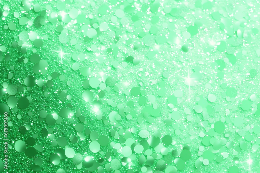 Fototapeta premium Background filled with shiny green bokeh. Bokeh background. Generative AI
