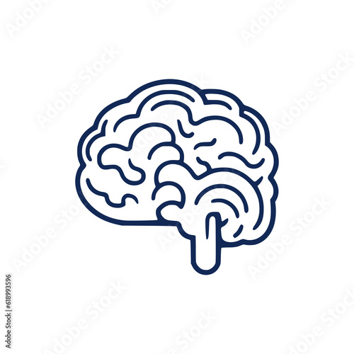 simple brain shape lineart logo vector illustration template design