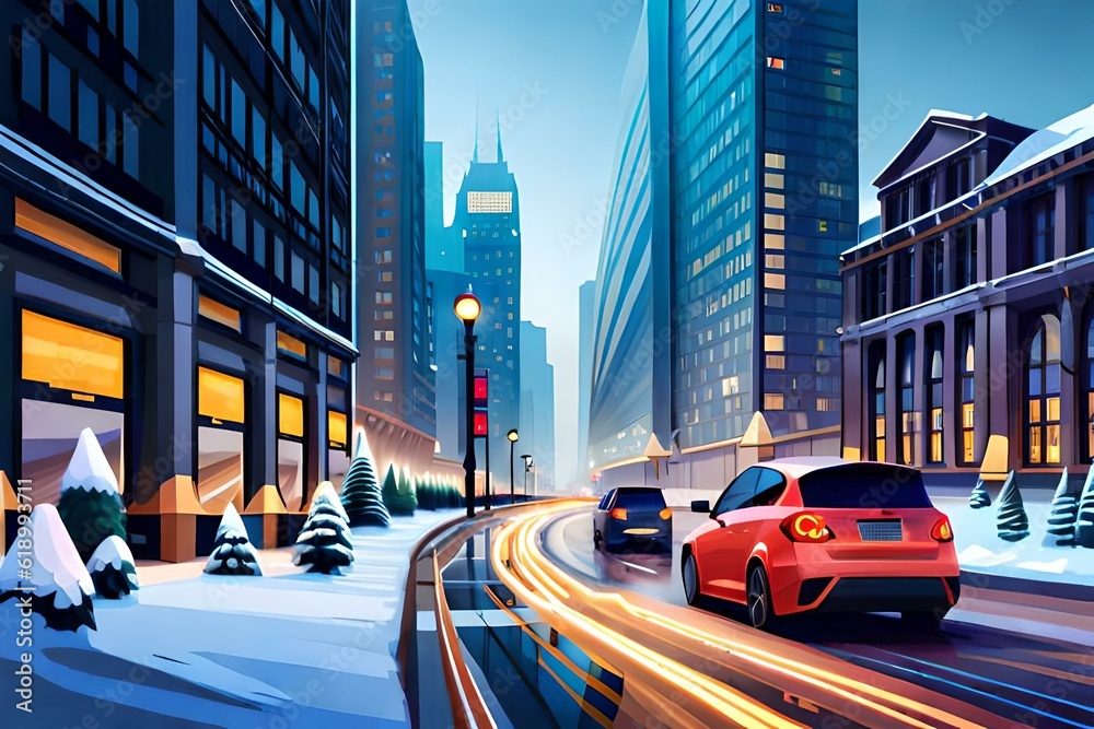 Naklejka premium chrismas tree night happy new year generativeAI