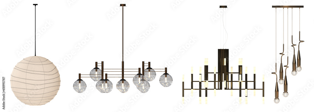 chandelier on the ceiling isolated on white background, hanging lamp, pendant light, 3D illustration, cg render chandelier on the ceiling isolated on white background, hanging lamp, pendant light, 3D illustration, cg render