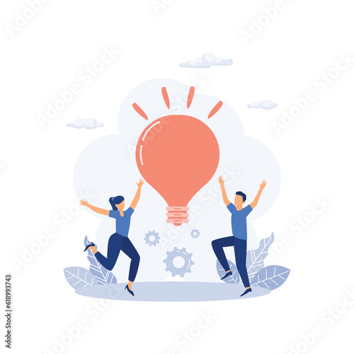 find idea, people try to find best idea, flat vector modern illustration
