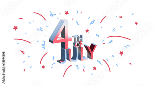 An abstract patriotic illustration on Unites States Independence day celebrated on the fourth of July  