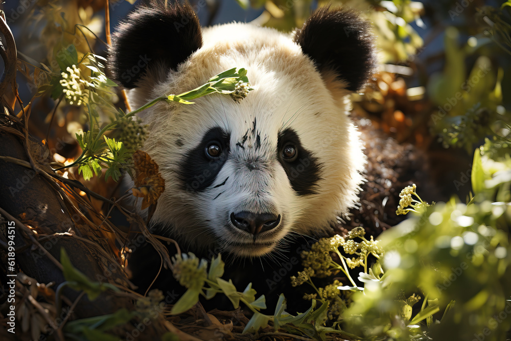 Fototapeta premium Cute and adorable panda in the forest