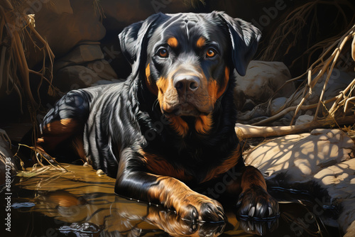 Portrait of a Rottweiler Dog