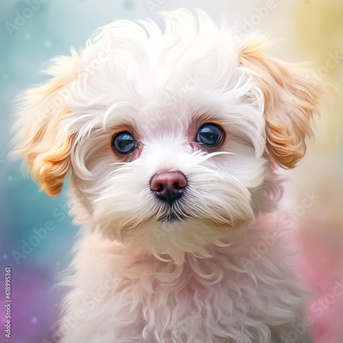 Maltipoo Puppy Dog With Pastel Background