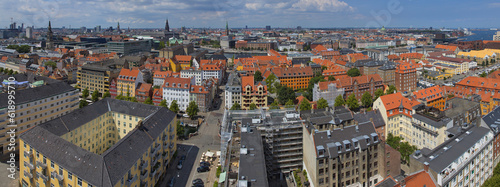 Panoramic view of Copenhagen from the tower of Vor Frelsers Church, Europe, Northern Europe 