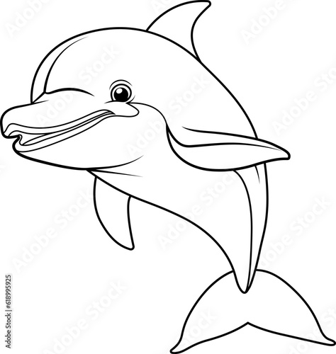 Hand drawn outline of dolphin