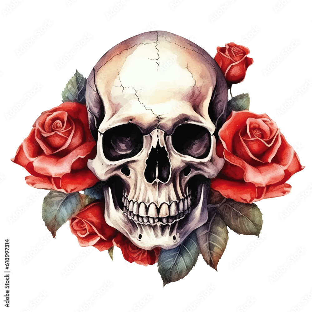 Skull and Roses illustration Skull and Roses illustration