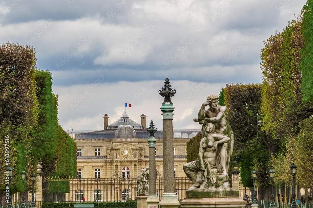 Garden of the great explorers Marco Polo and Cavalier de la Salle in Paris