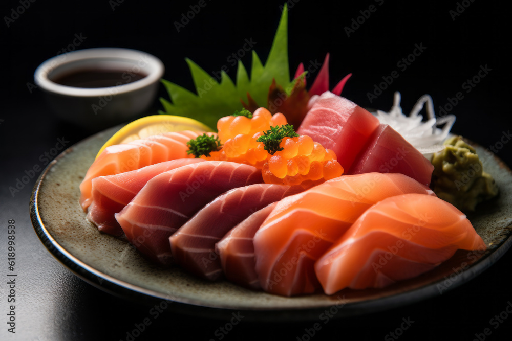 Close-Up Photo of Sashimi, Generative AI Close-Up Photo of Sashimi, Generative AI