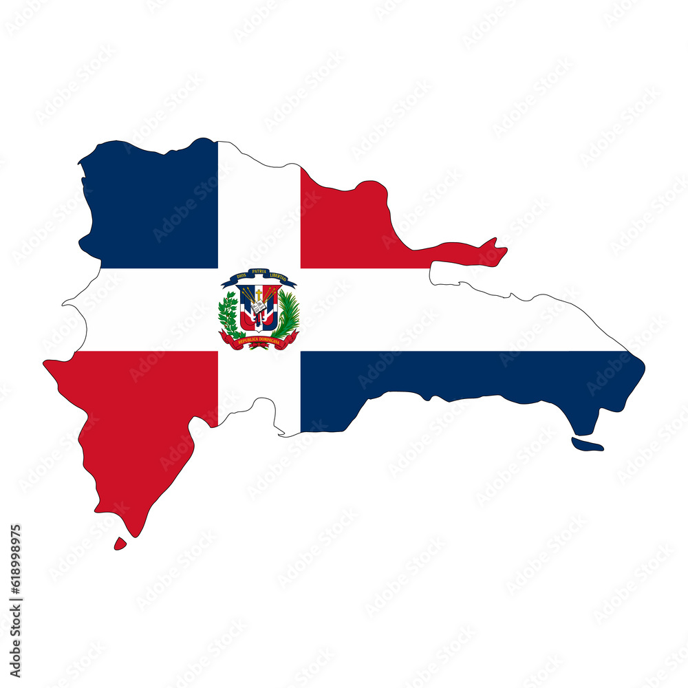 Fototapeta premium Dominican Republic Flag Map (PNG)