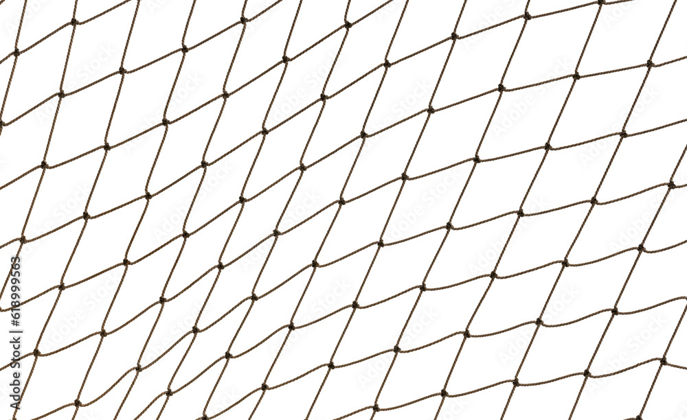 Football or tennis net. Rope mesh on a white background close-up Football or tennis net. Rope mesh on a white background close-up