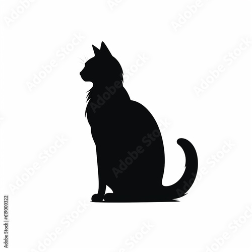 black silhouette illustration of a cat