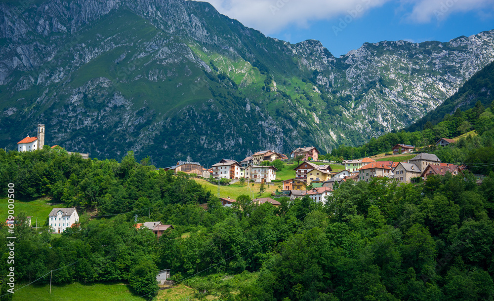 Irrighe,piccolo villaggio sulle montagne dell'Alpago a Belluno,Italia