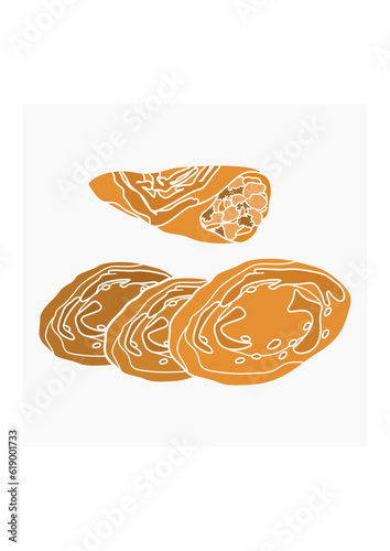 Editable Top Side View Classic Open And Rolled Indian Masala Dosa With Filling Vector Illustration in Flat Style for Artwork of Cuisine Related Design With South Asian Culture and Tradition