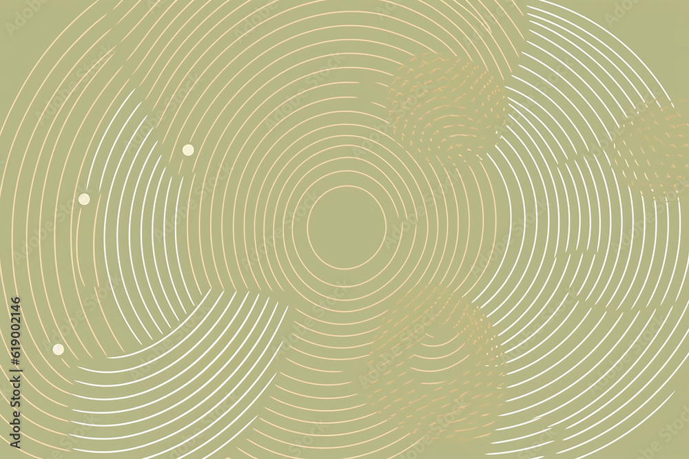 Abstract background with circles and lines in beige and green colors. Abstract portal  