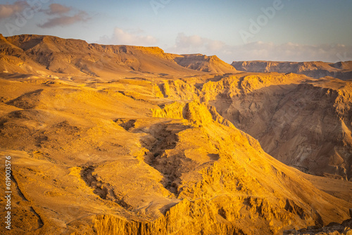sunset at ruins of masada, israel, fortress, unesco world heritage, middle east, nobody, desert, canyon