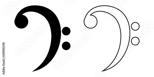 bass clef icon set isolated on white background