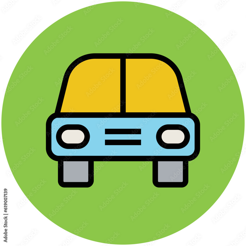 Local transport, flat circular icon of bus Local transport, flat circular icon of bus