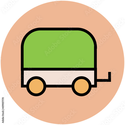 Local transport, flat circular icon of bus 