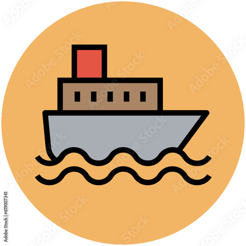 Water transport, flat icon of boat 