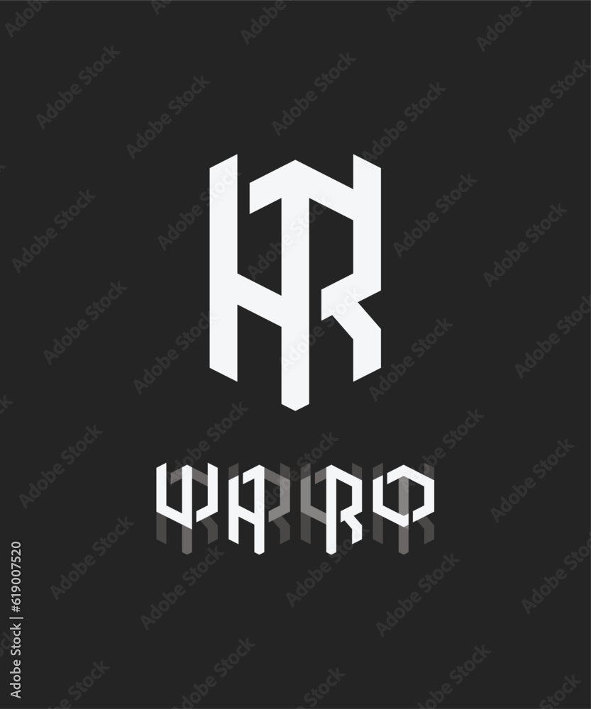 Fototapeta premium An eye-catching and stylish letter WARO initial logo design that showcases simplicity at its finest. With its minimalistic elements, it creates an attractive and memorable brand identity.