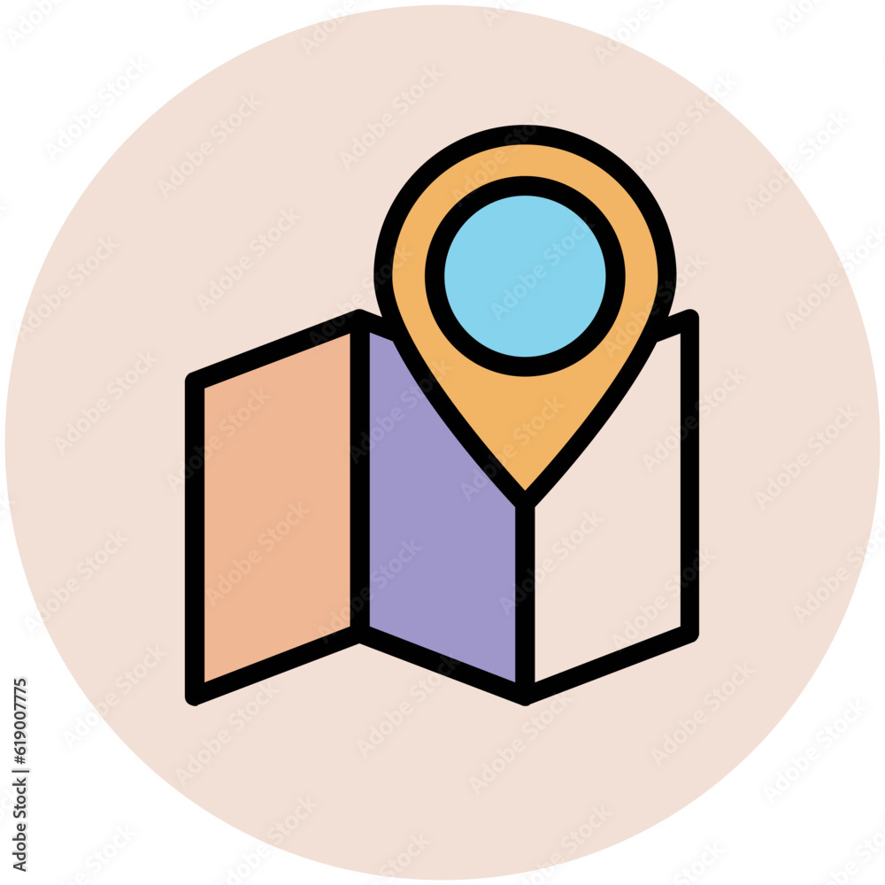 A customizable icon of map in flat design A customizable icon of map in flat design