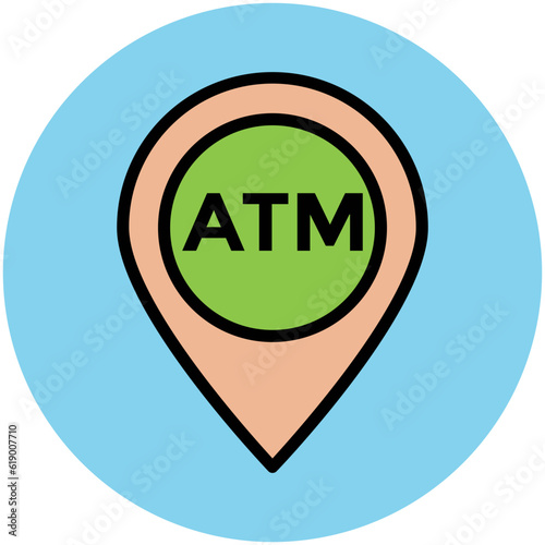 Easy to use flat rounded icon of location pin, concept of navigate the location 