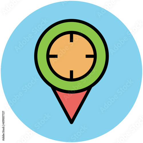 Easy to use flat rounded icon of location pin, concept of navigate the location 