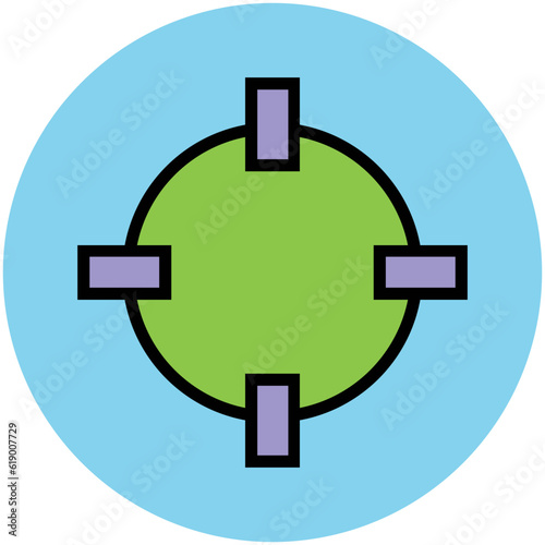 Easy to use flat rounded icon of location pin, concept of navigate the location 