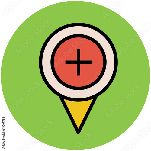 Easy to use flat rounded icon of location pin, concept of navigate the location 