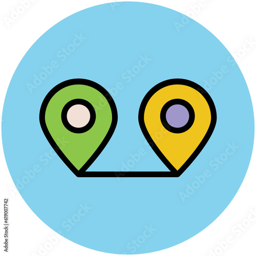 Easy to use flat rounded icon of location pin, concept of navigate the location 