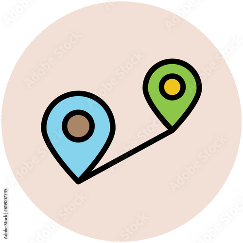 Easy to use flat rounded icon of location pin, concept of navigate the location 