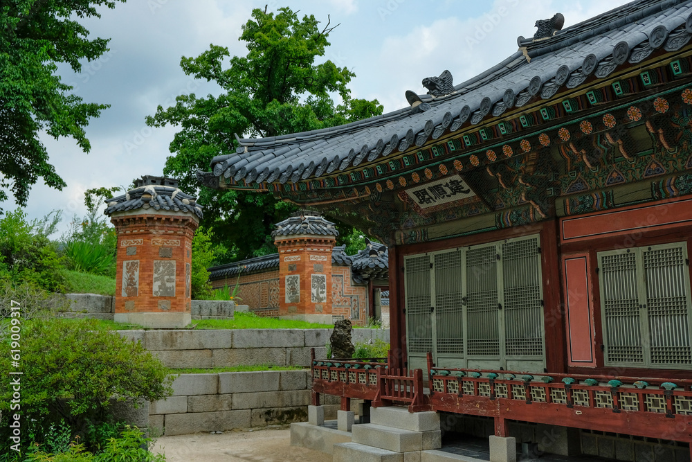 Detail of the Gyeongbokgung Palace in Seoul, South Korea.