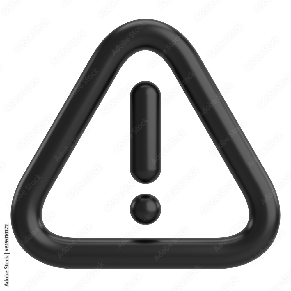 Warning sign. Exclamation mark. 3D illustration. Warning sign. Exclamation mark. 3D illustration.