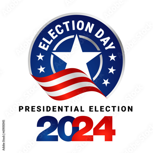 USA Presidential Election 2024. Voting Day 2024 Election in USA, Political election campaign logo