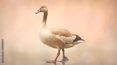 realistic illustration of goose on pastel background. generative ai