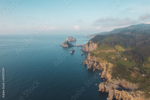 Aerial view of San Juan de Gaztelugatxe in spain