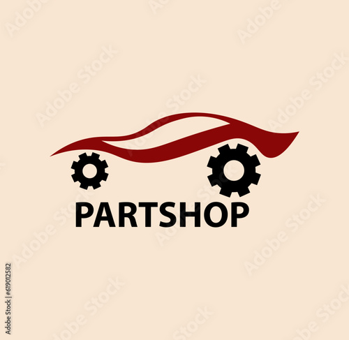 logo,vecto,partshop illustration with the concept of a car with gear tires