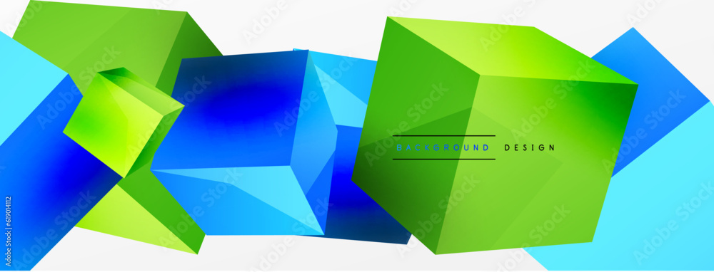 3d cubes vector abstract background. Composition of 3d square shaped basic geometric elements. Trendy techno business template for wallpaper, banner, background or landing 3d cubes vector abstract background. Composition of 3d square shaped basic geometric elements. Trendy techno business template for wallpaper, banner, background or landing