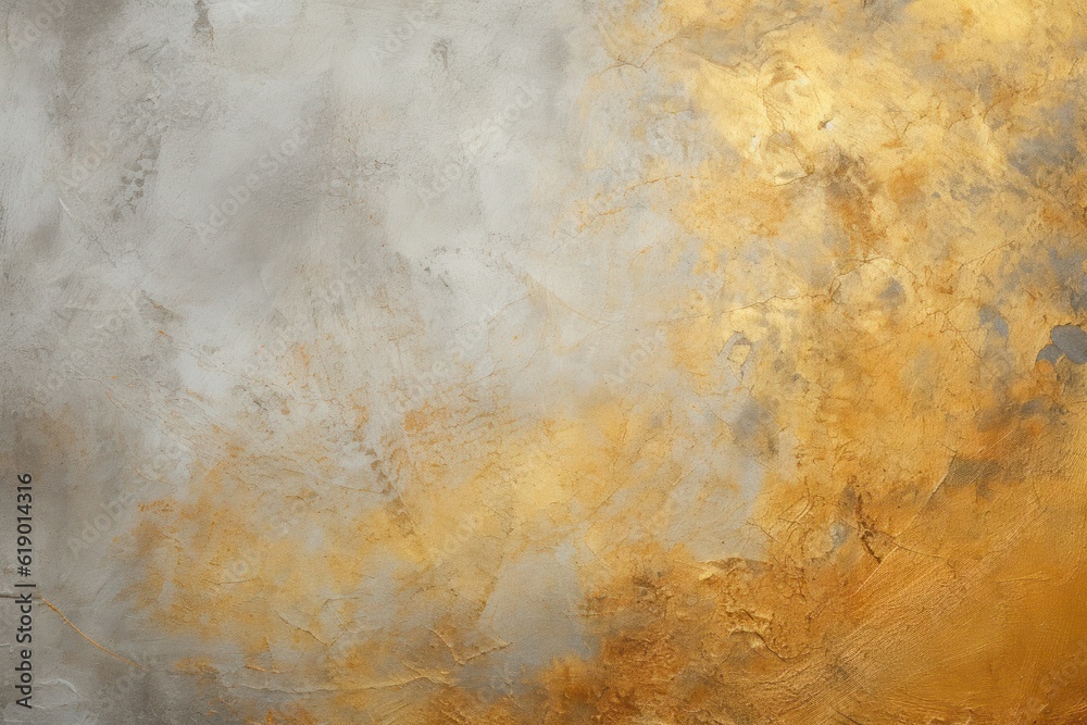 Abstract golden swirls on a concrete wall, artistic and textured